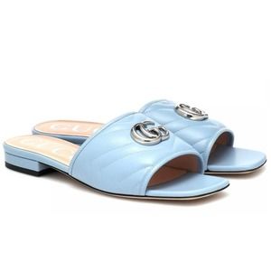 GUCCI Jolie Marmont GG double G logo quilted leather slides slippers sandals